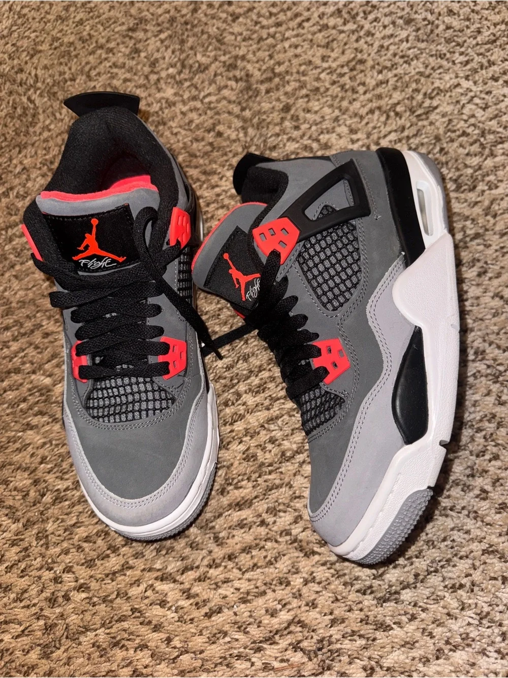 Jordan Retro Sneakers in Grey with Red Accents